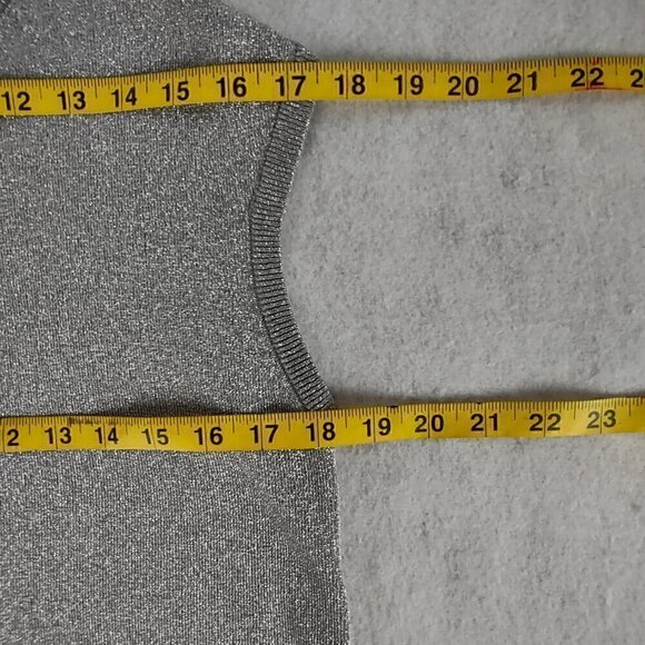 Coldwater Creek Silver Glitter Silk Blend Sparkle Mock Turtleneck Blouse Size L - Picture 9 of 12